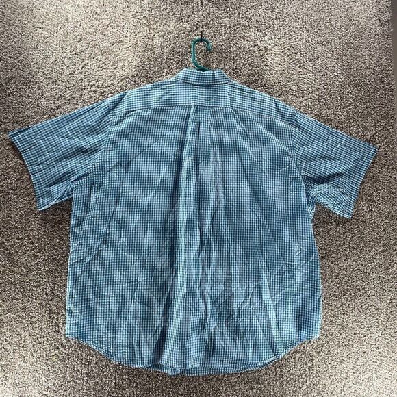 Ralph Lauren Shirt Adult 2XB Blue White Check Cotton Button Up Yellow Pony Logo - Picture 12 of 13